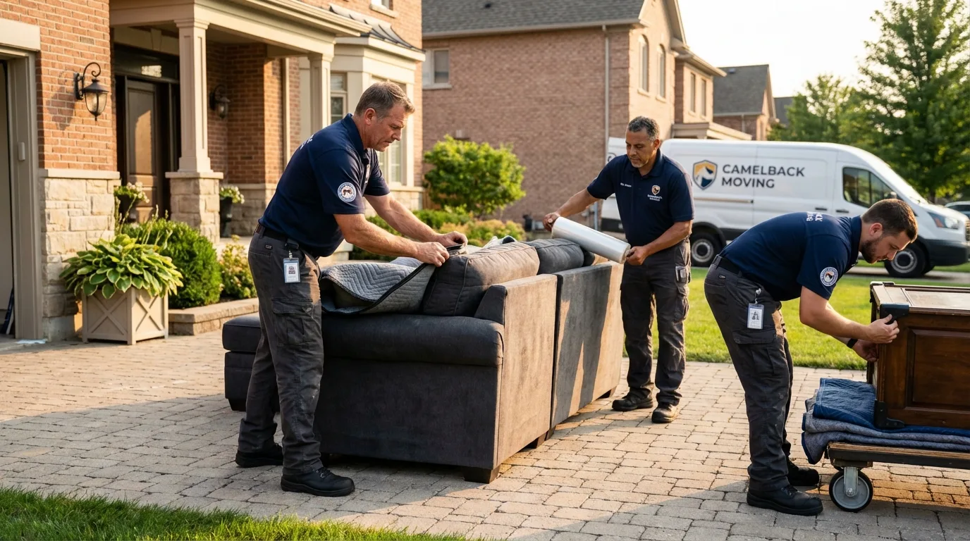 Large estate moving crew wrapping furniture in Hale Center, TX